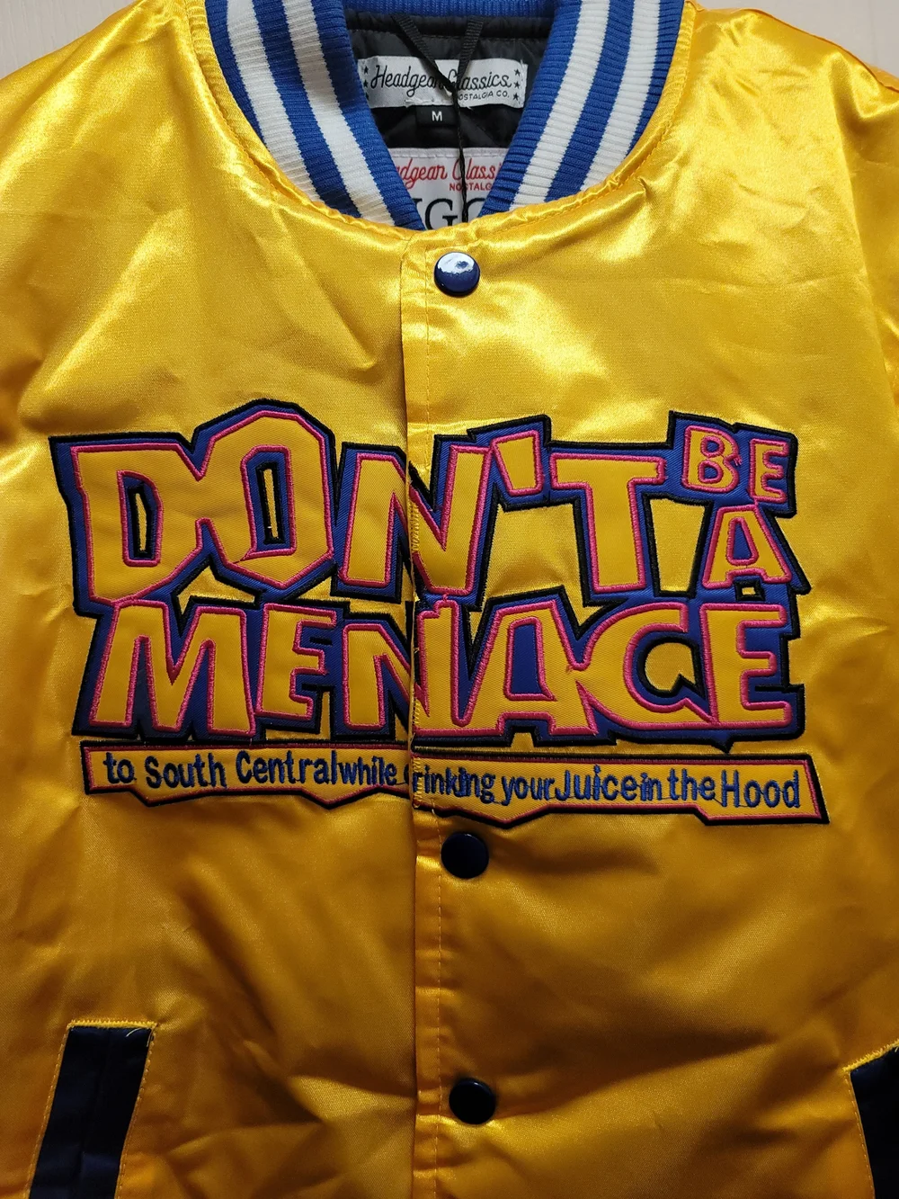 Don't Be a Menace Yellow Satin Bomber Jacket - Youth Medium - NWT